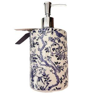 Chinoiserie Ceramic Soap Pump Maison De Base Fresh Linen Gel Birds Refillable